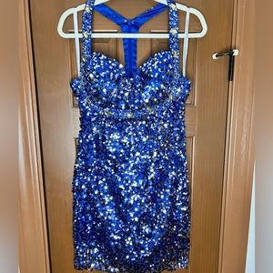 Blue Sequin Cocktail Dress